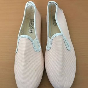 Pink and white pinstrip flossy flats